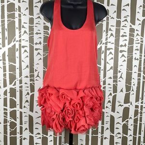 BCBGMaxAzria Rosette Hem Racerback Tunic Top NEW XXS